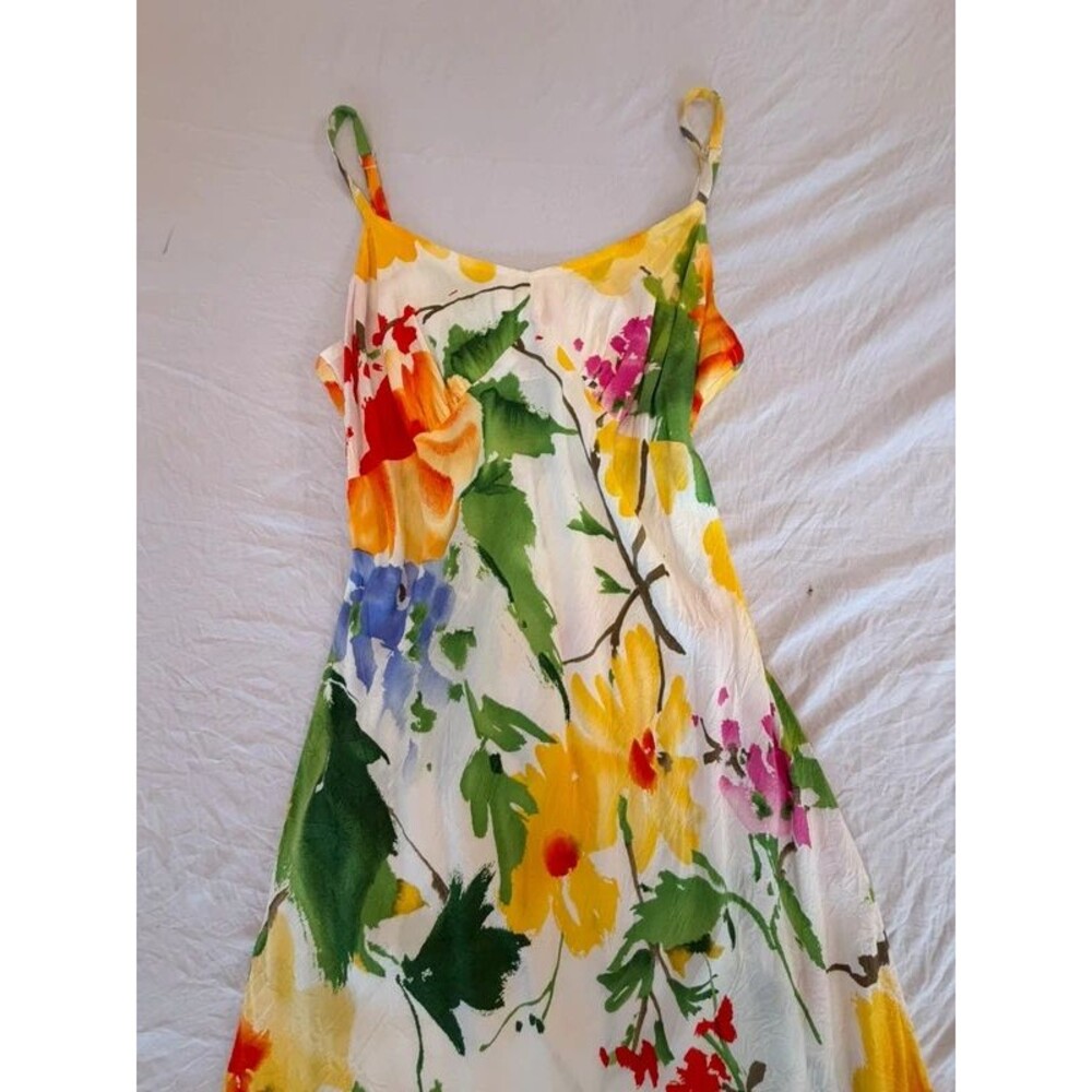 Jams World Vintage Womens Size Small Floral Watercolor Print Rayon Midi Sundress